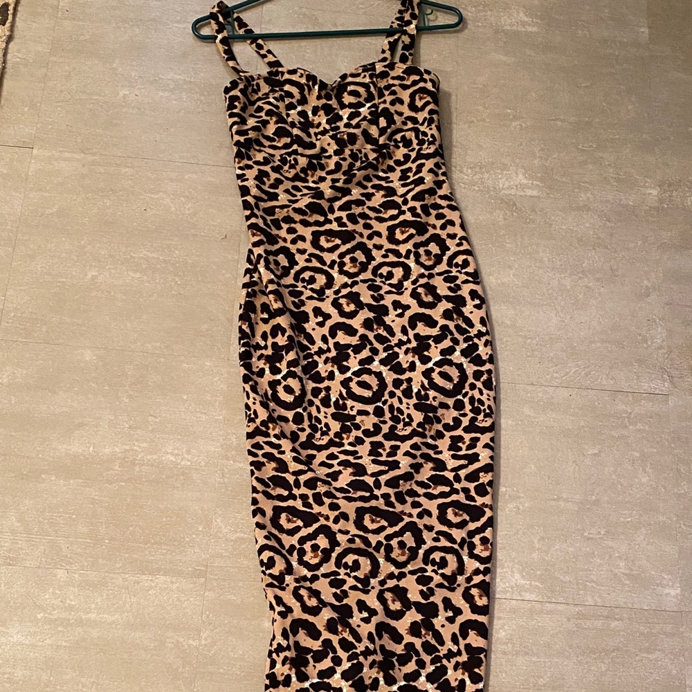 SHEIN Leopard Print Midi Dress